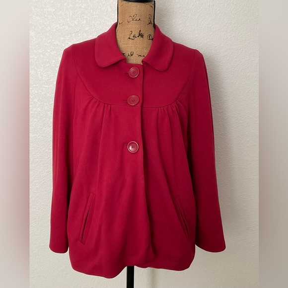 Sandro Red Button-Front Coat XL - Picture 1 of 5